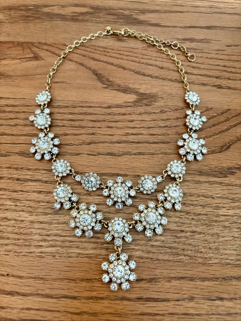 J.Crew | Rhinestone Floral Statement Necklace | 18” Adjustable